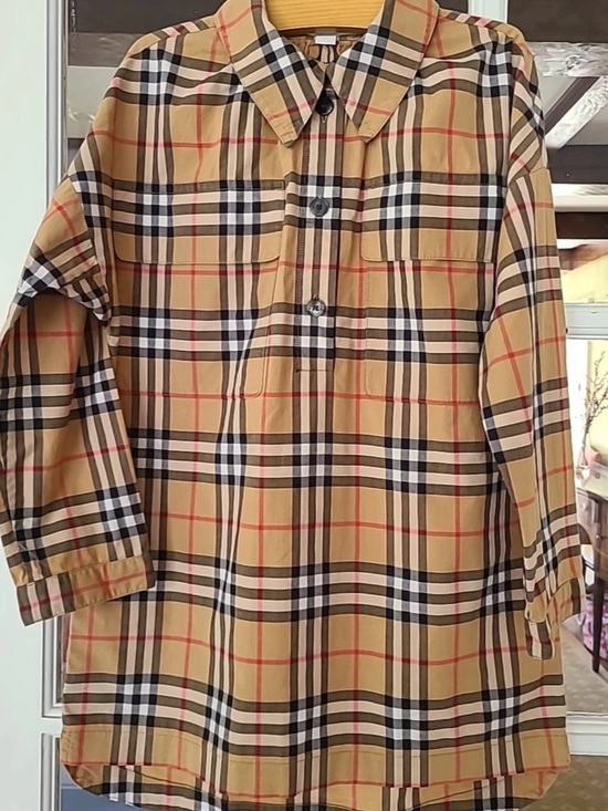 Burberry Other - Burberry Tan Plaid Button-Down Shirt 14y